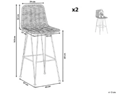 Lot De 2 Chaises De Bar En Rotin Clair CASSITA -Meilleur Meubles Magasin tabouret haut 17402249