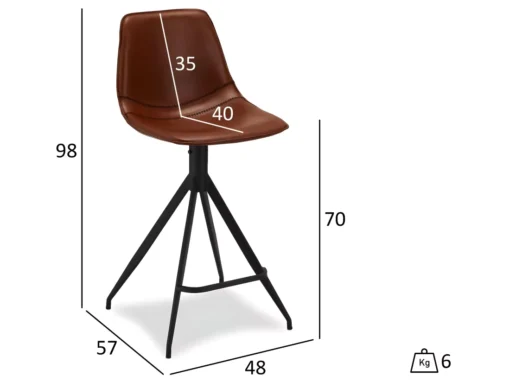Lot De 2 Tabourets De Bar Avec Dossier Et Pivotant Isabel - Simili Et Métal - Marron -Meilleur Meubles Magasin tabouret haut 18865317