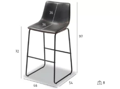 Lot De 2 Tabourets De Bar Avec Dossier Indiana - Simili Et Métal - Noir -Meilleur Meubles Magasin tabouret haut 18866263