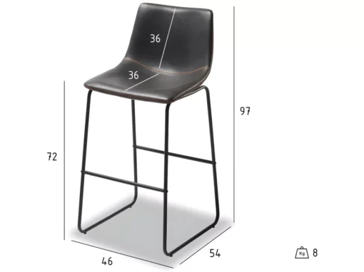 Lot De 2 Tabourets De Bar Avec Dossier Indiana - Simili Et Métal - Noir -Meilleur Meubles Magasin tabouret haut 18866263