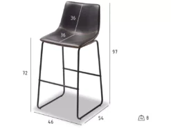 Lot De 2 Tabourets De Bar Avec Dossier Indiana - Simili Et Métal - Noir -Meilleur Meubles Magasin tabouret haut 18866265