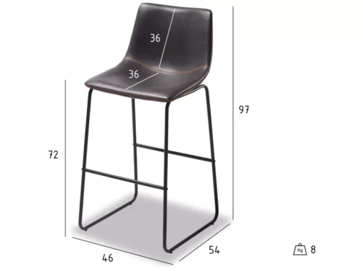 Lot De 2 Tabourets De Bar Avec Dossier Indiana - Simili Et Métal - Noir -Meilleur Meubles Magasin tabouret haut 18866265
