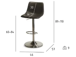 Lot De 2 Tabourets De Bar Réglable En Hauteur Lukas - Simili Et Métal - Gris -Meilleur Meubles Magasin tabouret haut 18866499