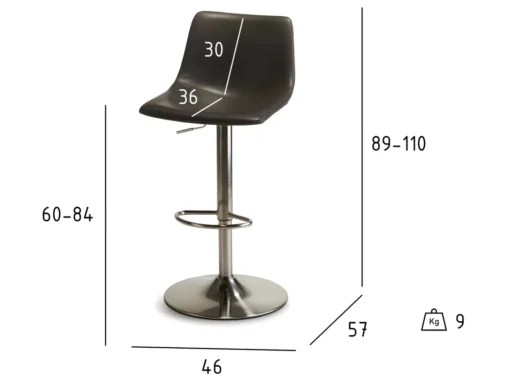 Lot De 2 Tabourets De Bar Réglable En Hauteur Lukas - Simili Et Métal - Gris -Meilleur Meubles Magasin tabouret haut 18866499