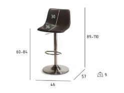 Lot De 2 Tabourets De Bar Réglable En Hauteur Lukas - Simili Et Métal - Gris -Meilleur Meubles Magasin tabouret haut 18866501