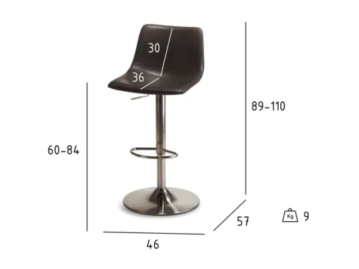 Lot De 2 Tabourets De Bar Réglable En Hauteur Lukas - Simili Et Métal - Gris -Meilleur Meubles Magasin tabouret haut 18866501