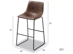 Lot De 2 Tabourets De Bar Avec Dossier Indiana - Simili Et Métal - Marron -Meilleur Meubles Magasin tabouret haut 18866629