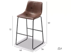 Lot De 2 Tabourets De Bar Avec Dossier Indiana - Simili Et Métal - Marron -Meilleur Meubles Magasin tabouret haut 18866631