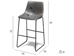 Lot De 2 Tabourets De Bar Avec Dossier Indiana - Simili Et Métal - Gris -Meilleur Meubles Magasin tabouret haut 18866727