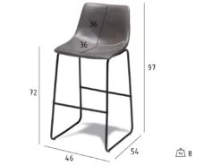Lot De 2 Tabourets De Bar Avec Dossier Indiana - Simili Et Métal - Gris -Meilleur Meubles Magasin tabouret haut 18866729