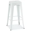 Lot De 4 Tabourets De Bar Sans Dossier Et Empilable Korona - Métal - Blanc -Meilleur Meubles Magasin tabouret haut 18866751