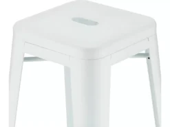 Lot De 4 Tabourets De Bar Sans Dossier Et Empilable Korona - Métal - Blanc -Meilleur Meubles Magasin tabouret haut 18866757