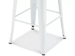 Lot De 4 Tabourets De Bar Sans Dossier Et Empilable Korona - Métal - Blanc -Meilleur Meubles Magasin tabouret haut 18866759