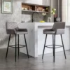 Ensemble De 2 Tabourets De Bar En Velours Gris Avec Siège Rembourré -Meilleur Meubles Magasin tabouret haut 24299987