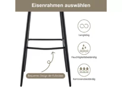 Ensemble De 2 Tabourets De Bar En Velours Gris Avec Siège Rembourré 15 Ensemble De 2 Tabourets De Bar En Velours Gris Avec Siège Rembourré -Meilleur Meubles Magasin tabouret haut 24299995