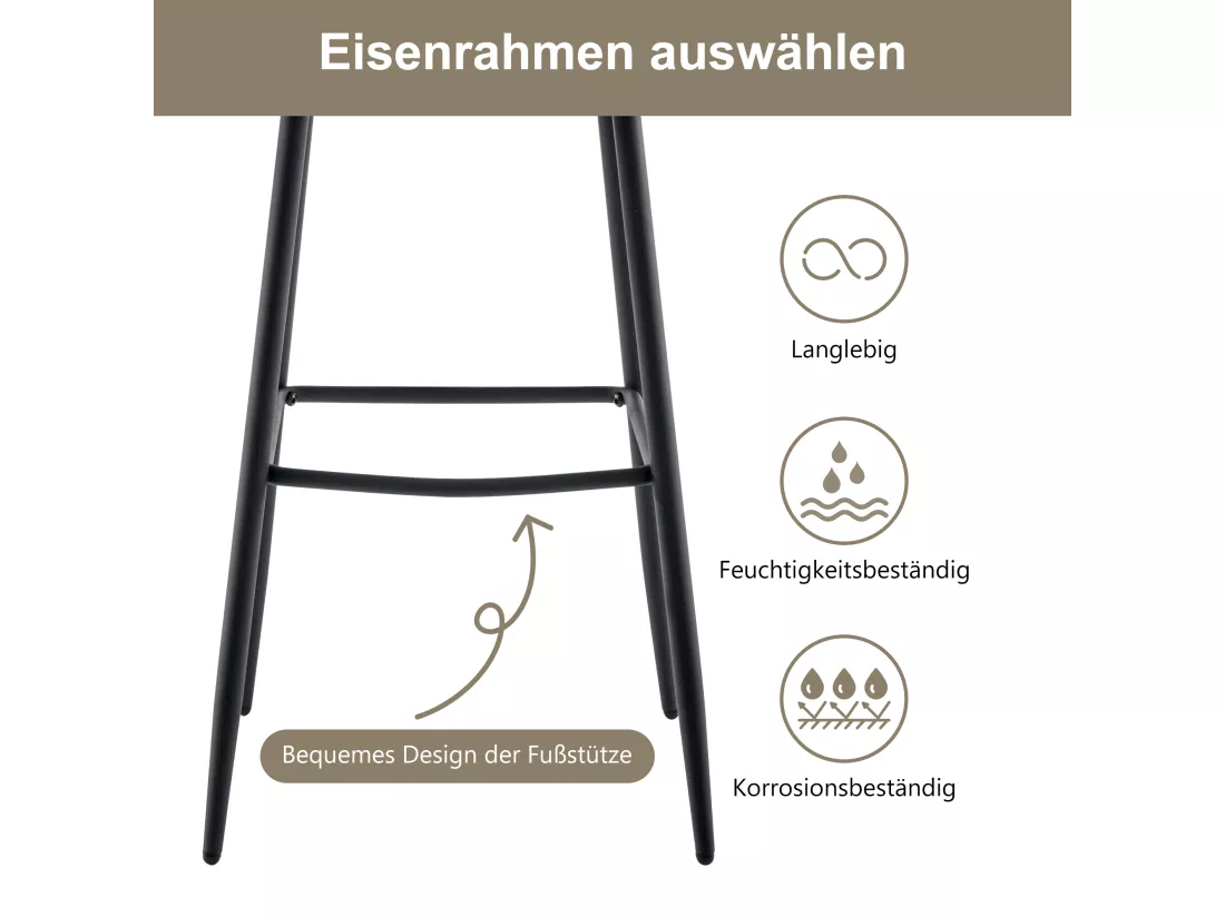 Ensemble De 2 Tabourets De Bar En Velours Gris Avec Siège Rembourré 7 Ensemble De 2 Tabourets De Bar En Velours Gris Avec Siège Rembourré – Image 5