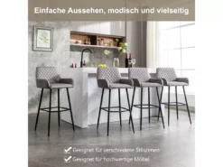 Ensemble De 2 Tabourets De Bar En Velours Gris Avec Siège Rembourré 16 Ensemble De 2 Tabourets De Bar En Velours Gris Avec Siège Rembourré -Meilleur Meubles Magasin tabouret haut 24299997