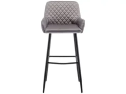 Ensemble De 2 Tabourets De Bar En Velours Gris Avec Siège Rembourré 17 Ensemble De 2 Tabourets De Bar En Velours Gris Avec Siège Rembourré -Meilleur Meubles Magasin tabouret haut 24299999