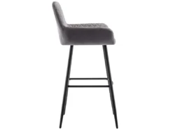Ensemble De 2 Tabourets De Bar En Velours Gris Avec Siège Rembourré 18 Ensemble De 2 Tabourets De Bar En Velours Gris Avec Siège Rembourré -Meilleur Meubles Magasin tabouret haut 24300001