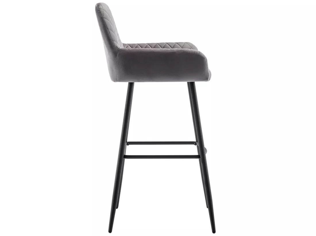 Ensemble De 2 Tabourets De Bar En Velours Gris Avec Siège Rembourré 11 Ensemble De 2 Tabourets De Bar En Velours Gris Avec Siège Rembourré – Image 9