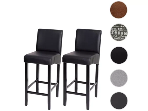 Tabouret De Bar MCW-C33 (lot De 2),noir Mat, Pieds Foncés -Meilleur Meubles Magasin tabouret haut 24536015