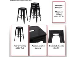 Tabouret De Bar MCW-A73 Métal Empilable,noir -Meilleur Meubles Magasin tabouret haut 24536353