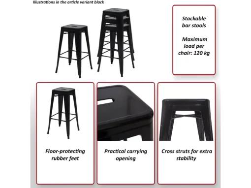 Tabouret De Bar MCW-A73 Métal Empilable,noir -Meilleur Meubles Magasin tabouret haut 24536353