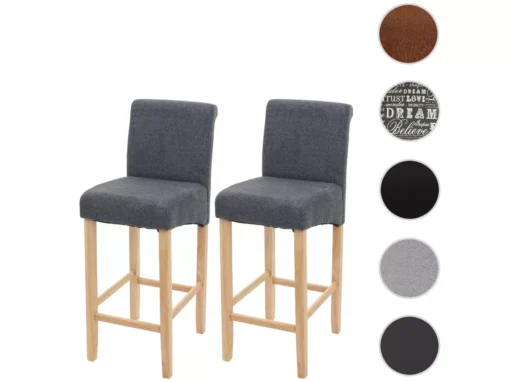 Tabouret De Bar MCW-C33 (lot De 2),gris Foncé, Pieds Clairs, Tissu/textile -Meilleur Meubles Magasin tabouret haut 24547161