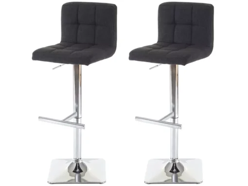 Tabouret De Bar Cadiz (lot De 2),tissu Gris Foncé, Pied En Acier Chromé -Meilleur Meubles Magasin tabouret haut 24547419