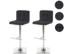 Tabouret De Bar Cadiz (lot De 2),tissu Gris Foncé, Pied En Acier Chromé -Meilleur Meubles Magasin tabouret haut 24547433
