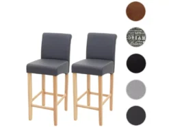 Tabouret De Bar MCW-C33 (lot De 2),gris Mat, Pieds Clair, Similicuir -Meilleur Meubles Magasin tabouret haut 24547563