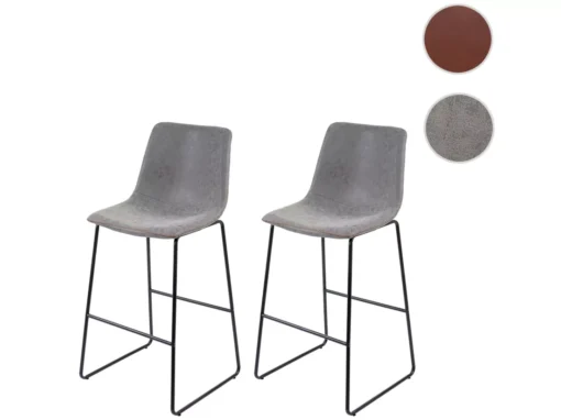 Tabouret De Bar MCW-E54 (lot De 2),similicuir, Aspect Daim, Gris -Meilleur Meubles Magasin tabouret haut 24547959