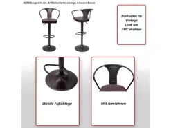 Tabouret De Bar MCW-H10b (lot De 2),vintage Noir-crème -Meilleur Meubles Magasin tabouret haut 24548285