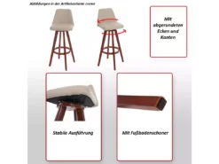Tabouret De Bar MCW-C43 (lot De 2),crème, Pieds Foncés -Meilleur Meubles Magasin tabouret haut 24548625