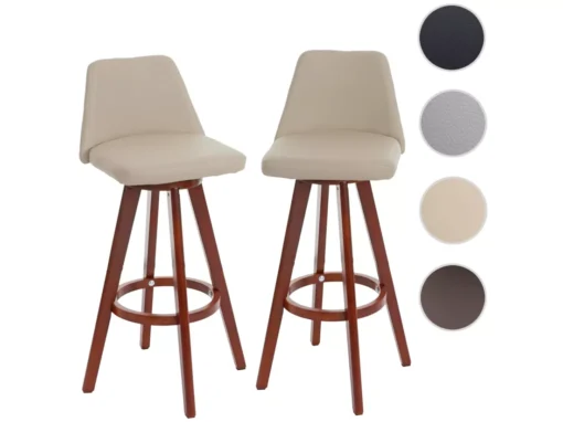 Tabouret De Bar MCW-C43 (lot De 2),crème, Pieds Foncés -Meilleur Meubles Magasin tabouret haut 24548629