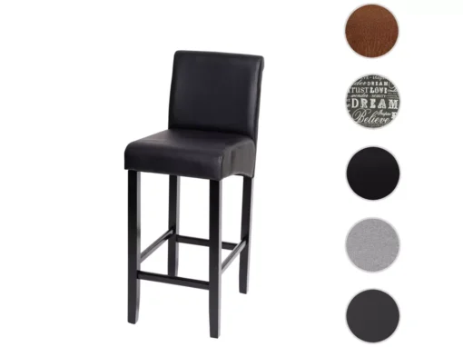 Tabouret De Bar MCW-C33,noir Mat, Pieds Foncés, Similicuir -Meilleur Meubles Magasin tabouret haut 24548801