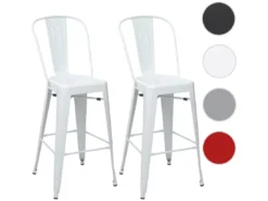 Tabouret De Bar MCW-A73 Métal (lot De 2),blanc -Meilleur Meubles Magasin tabouret haut 24549383
