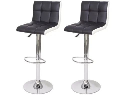 Tabouret De Bar MCW-G87 (lot De 2),similicuir Noir-blanc, Pied Chromé -Meilleur Meubles Magasin tabouret haut 24549641