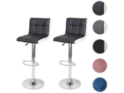 Tabouret De Bar MCW-G87 (lot De 2),similicuir Noir-blanc, Pied Chromé -Meilleur Meubles Magasin tabouret haut 24549655