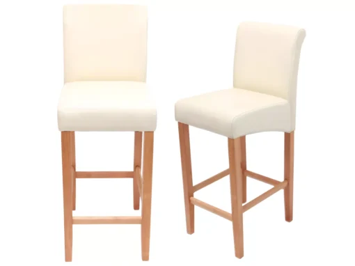 Tabouret De Bar MCW-C33 (lot De 2), Lot De 2 Tabourets De Bar MCW-C33, Bois/cuir Reconstitué, Crème/pieds Clairs -Meilleur Meubles Magasin tabouret haut 24549693