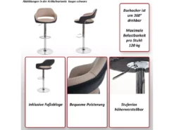 Tabouret De Bar MCW-F16 (lot De 2),gris/blanc -Meilleur Meubles Magasin tabouret haut 24549847