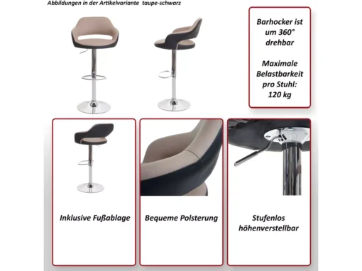 Tabouret De Bar MCW-F16 (lot De 2),noir/blanc -Meilleur Meubles Magasin tabouret haut 24550171