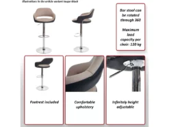 Tabouret De Bar MCW-F16 (lot De 2),noir/blanc -Meilleur Meubles Magasin tabouret haut 24550173