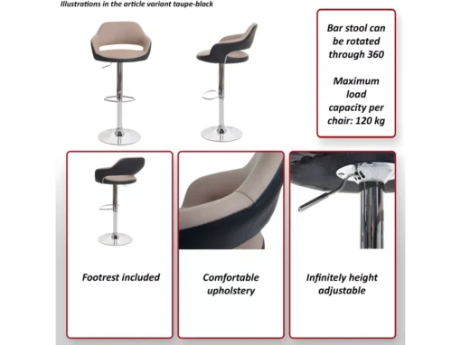 Tabouret De Bar MCW-F16 (lot De 2),noir/blanc -Meilleur Meubles Magasin tabouret haut 24550173