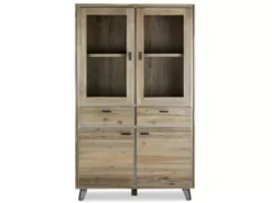 Vitrine Malaga Avec 4 Portes Et 2 Tiroirs - Acacia Massif Et MDF - Marron -Meilleur Meubles Magasin vitrine 18874643