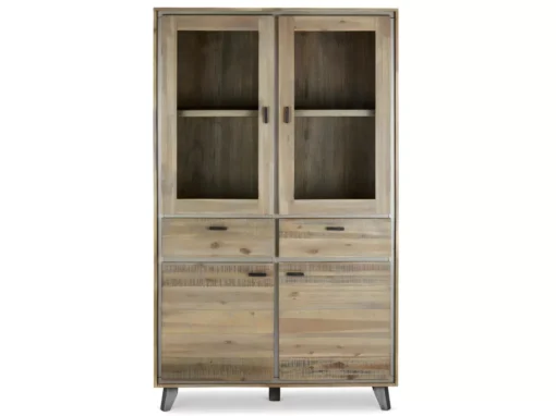 Vitrine Malaga Avec 4 Portes Et 2 Tiroirs - Acacia Massif Et MDF - Marron -Meilleur Meubles Magasin vitrine 18874643