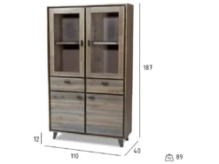 Vitrine Malaga Avec 4 Portes Et 2 Tiroirs - Acacia Massif Et MDF - Marron -Meilleur Meubles Magasin vitrine 18874649