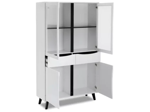 Vitrine Lyon Avec 4 Portes Et 4 Niches - MDF Et Bois - Blanc -Meilleur Meubles Magasin vitrine 18874653