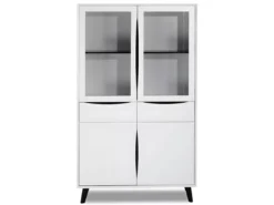 Vitrine Lyon Avec 4 Portes Et 4 Niches - MDF Et Bois - Blanc -Meilleur Meubles Magasin vitrine 18874655