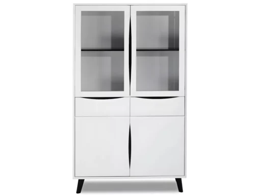 Vitrine Lyon Avec 4 Portes Et 4 Niches - MDF Et Bois - Blanc -Meilleur Meubles Magasin vitrine 18874655